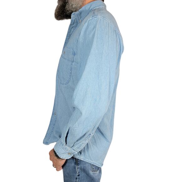 Wrangler Rugged Wear® Denim Basic Button Down Shirt Men's Large - Picture 4 of 6
